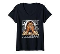 Mujer Peekaboo Jesus Meme Funny Christian Faith Funny Jesus Humor Camiseta Cuello V