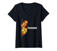 Mujer Peekaboo Jesus Meme Funny Christian Faith Funny Jesus Humor Camiseta Cuello V