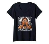 Mujer Peekaboo Jesus Meme Funny Christian Faith Funny Jesus Humor Camiseta Cuello V