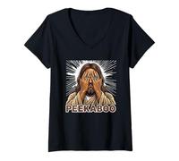 Mujer Peekaboo Jesus Meme Funny Christian Faith Funny Jesus Humor Camiseta Cuello V