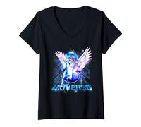 Mujer Pegasus Flying Horse Cosmic Universe Fantasy Design Camiseta Cuello V