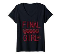 Mujer Película de Terror de Chica Final Camiseta Cuello V