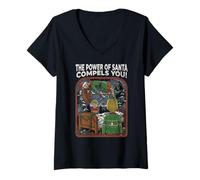 Mujer Película de Terror Navidad Festiva Slasher bastón de Caramelo Amenaza Camiseta Cuello V