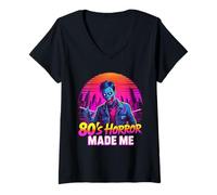 Mujer películas de Terror de los 80 Retro de Zombis Halloween Camiseta Cuello V