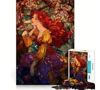 Mujer Pelirroja en un Entorno Floral Rompecabezas difícil para Adultos de 1000 Piezas Juguete Intelectual Tiempo Acogedor Corte de Calidad (38x26cm)