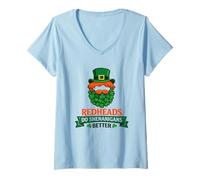 Mujer Pelirroja St Paddys Day Outfit Red Hair Irish DNA Jengibre Camiseta Cuello V