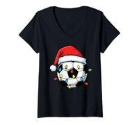 Mujer Pelota de fútbol de Navidad Santa Navidad fútbol Deporte Hombres niños niños Camiseta Cuello V