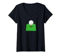 Mujer Pelota de Golf en tee en Hierba - Golfing Time Camiseta Cuello V