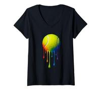 Mujer Pelota de Tenis goteando, Jugador de Tenis Fresco Niños Hombres Mujeres Camiseta Cuello V