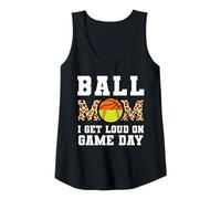 Mujer pelota mamá me pongo ruidoso en el día del juego baloncesto Camiseta sin Mangas