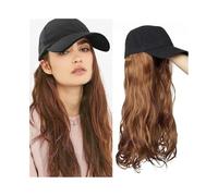 Mujer Peluca Gorra de béisbol con extensiones de cabello Pelucas de sombrero Peluca sintética ondulada larga Cabello Sintético(411-light brown)