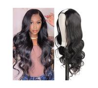 Mujer Peluca Peluca con parte en U, peluca de cabello humano ondulado en U for mujer, cabello Remy brasileño de 10 a 26 pulgadas, cabeza completa sin pegamento, peluca con clip en forma de U, color na
