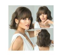 Mujer Peluca Peluca corta bob rubia ondulada con flequillo, cabello sintético, ideal for cosplay diario. Cabello Sintético