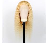 Mujer Peluca Peluca de cabello humano 13x4 con encaje frontal, onda profunda, n.° 613, prearrancada Cabello Sintético(22inches)