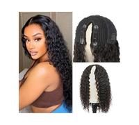 Mujer Peluca Peluca de cabello humano brasileño con ondas profundas y rizadas, con parte en V y densidad del 150%. Cabello Sintético(20inches)