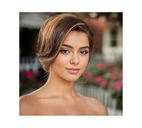 Mujer Peluca Peluca de cabello humano ondulado con encaje frontal transparente de 13x4 y línea de cabello pre-arrancada. Cabello Sintético