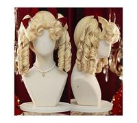 Mujer Peluca Peluca de pelo rizado de onda corta sintética, peluca rizada rubia retro con flequillo, peluca de cosplay de princesa de fibra sintética resistente al calor Cabello Sintético