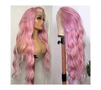 Mujer Peluca Peluca frontal de encaje rosa claro de onda suelta 13 × 4 × 1 Peluca de encaje transparente HD Cabello Remy brasileño 8-28 "Peluca frontal de encaje rizado de onda de color rosa prearranc