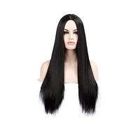 Mujer Peluca Peluca negra recta larga de 30 pulgadas Peluca de pelo sintético con flequillo Pelucas de pelo largo for mujeres Msholy Cabello Sintético