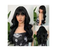 Mujer Peluca Peluca sintética de moda, cabello largo y rizado con flequillo, ondas grandes, ideal for festivales de uso diario. Cabello Sintético(2-131-black)