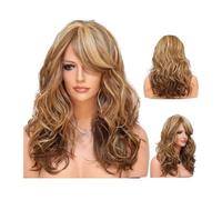 Mujer Peluca Peluca sintética de pelo largo ondulado natural, resistente al calor, mezcla de pelucas rubias for mujeres Cabello Sintético
