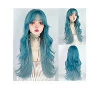Mujer Peluca Peluca sintética larga ondulada en capas con flequillo, color azul grisáceo degradado, for mujer, ideal for fiestas diarias. Cabello Sintético