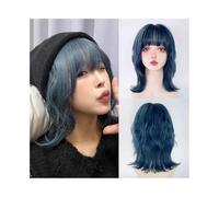 Mujer Peluca Peluca sintética ondulada corta con flequillo, resistente al calor y esponjosa, for cosplay. Cabello Sintético