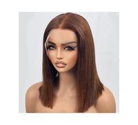 Mujer Peluca Pelucas Bob de cabello humano color marrón chocolate, 13×4, con encaje frontal y densidad del 180%. Cabello Sintético(10inches)
