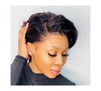 Mujer Peluca Pelucas cortas de corte pixie 13 × 6 × 1 T Parte Pelucas delanteras de encaje for mujeres Cabello Remy brasileño Color natural Sin cola HD Transparente Parte profunda Pelucas frontales de