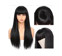 Mujer Peluca Pelucas de cabello humano con flequillo de 18 a 36 pulgadas, rectas y sin encaje for mujeres Cabello Sintético(28inches)