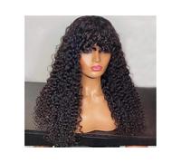 Mujer Peluca Pelucas de cabello humano con ondas de agua y flequillo, sin pegamento, hechas a máquina. Cabello Sintético(20inches)