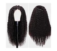 Mujer Peluca Pelucas delanteras de encaje rizado largo y rizado de color negro Pelucas de encaje sintético resistente al calor con línea de cabello prearrancada natural for mujeres de moda Cabello Sin