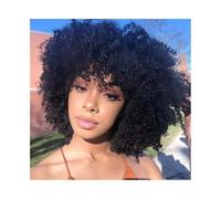 Mujer Peluca Pelucas rizadas de cabello humano, peluca corta rizada, pelucas de cabello humano con corte pixie for mujeres negras Cabello Sintético(14inches)