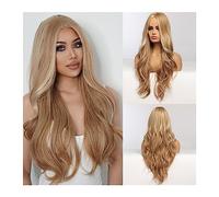 Mujer Peluca Pelucas sintéticas onduladas largas rubias con reflejos dorados de 30 pulgadas, pelos naturales de parte media for mujeres, fibras resistentes al calor for fiestas diarias Cabello Sintéti