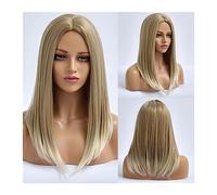 Mujer Peluca Pelucas sintéticas rubias medianas de uso diario for mujer, pelo liso Natural resistente al calor, peluca de color Cosplay de fibra femenina Cabello Sintético