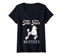 Mujer Peluquería Divertida de Perro caniche Recortado The Fur Whisperer Camiseta Cuello V