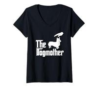 Mujer Pembroke Welsh Corgi Dog Mom The Dogmother Funny Dogs Lovers Camiseta Cuello V