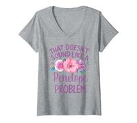 Mujer Penelope Personalized Cute Flower Girls Penelope Name Camiseta Cuello V