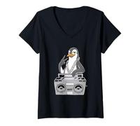 Mujer Penguin Lover Hip Hop Niños Música Niños Pingüino Camiseta Cuello V