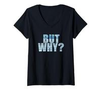 Mujer Penguin Wandering Off - But Why Mountains Text Graphic Camiseta Cuello V