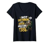 Mujer Pensar Demasiado es mi Trabajo Gráfico Divertido Camiseta Cuello V