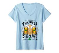 Mujer Pensé Que Esto era un Pub Crawl día de San Patricio Bebiendo Camiseta Cuello V