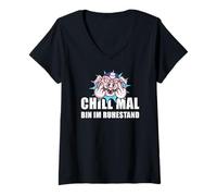 Mujer Pensiones Chill Mal Bin Im Ruhestand Rente Camiseta Cuello V