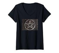Mujer Pentagrama Wicca Mente sobre Materia Brujería Esoterismo Camiseta Cuello V
