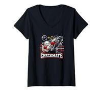 Mujer Peón de Boxeo de ajedrez Pesado vs Jaque Mate Rey Camiseta Cuello V