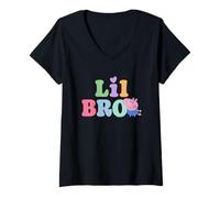 Mujer Peppa Pig 20th Anniversary Lil Bro Colorful Logo Camiseta Cuello V