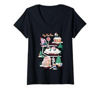Mujer Peppa Pig Christmas Jolly Winter Town Map Camiseta Cuello V