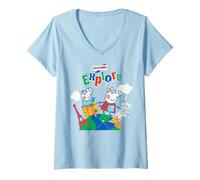 Mujer Peppa Pig Explore More Sightseeing Eiffel Tower & Pyramids Camiseta Cuello V