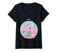 Mujer Peppa Pig Family Portrait Camiseta Cuello V