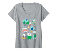 Mujer Peppa Pig Family Vacation Outdoor Caravan Camping Trip Camiseta Cuello V
